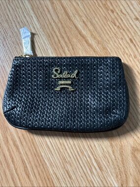 Black Woven Zip Coin Pouch